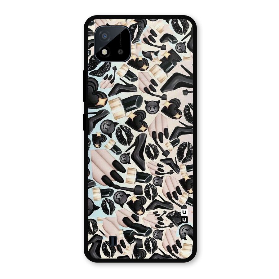 All Black Love Metal Back Case for Realme C11 2021