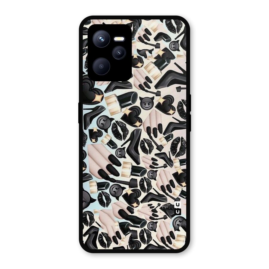 All Black Love Metal Back Case for Realme C35