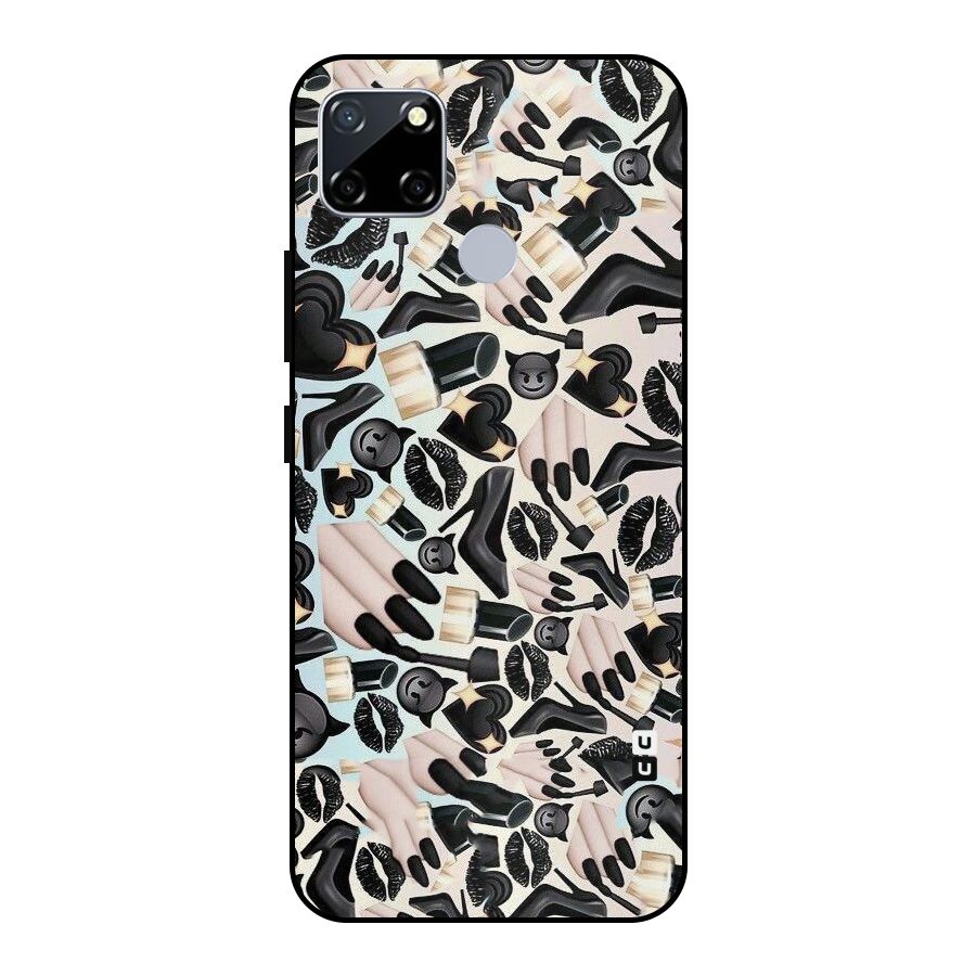 All Black Love Metal Back Case for Realme Narzo 20