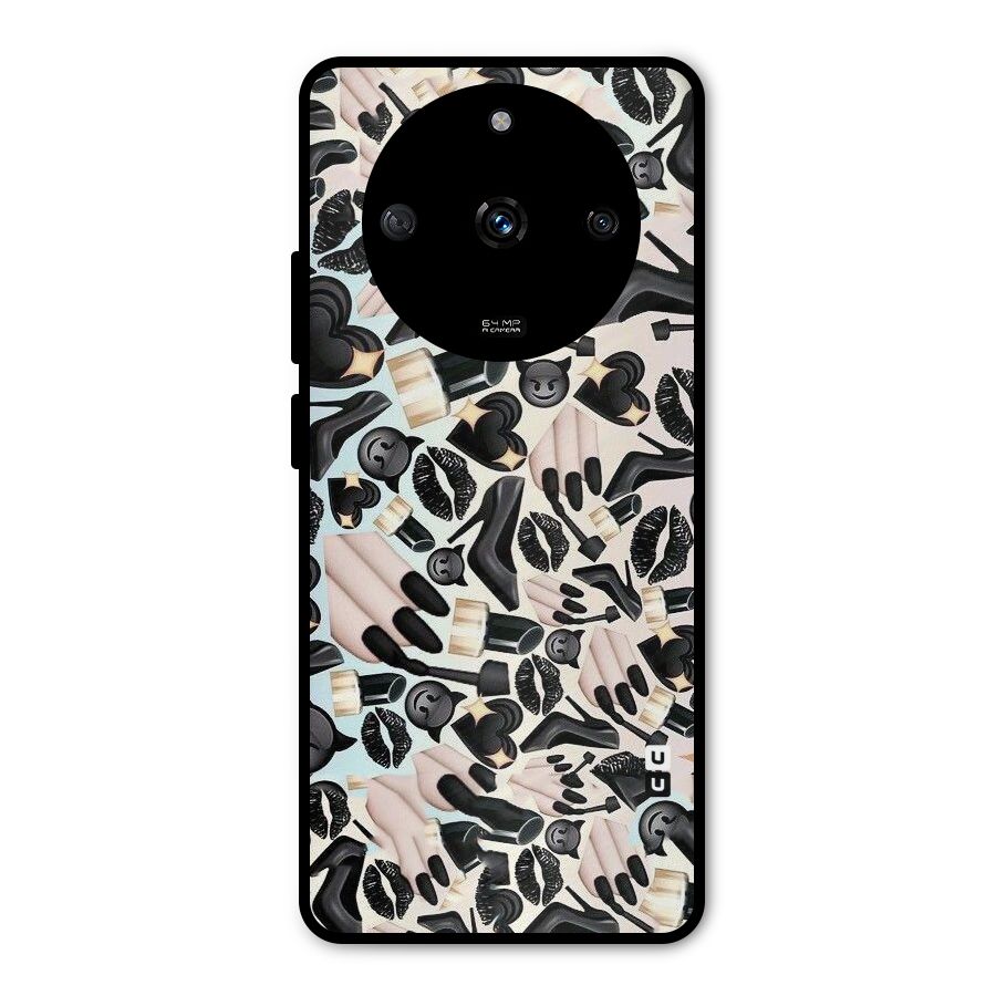 All Black Love Metal Back Case for Realme Narzo 60 5G