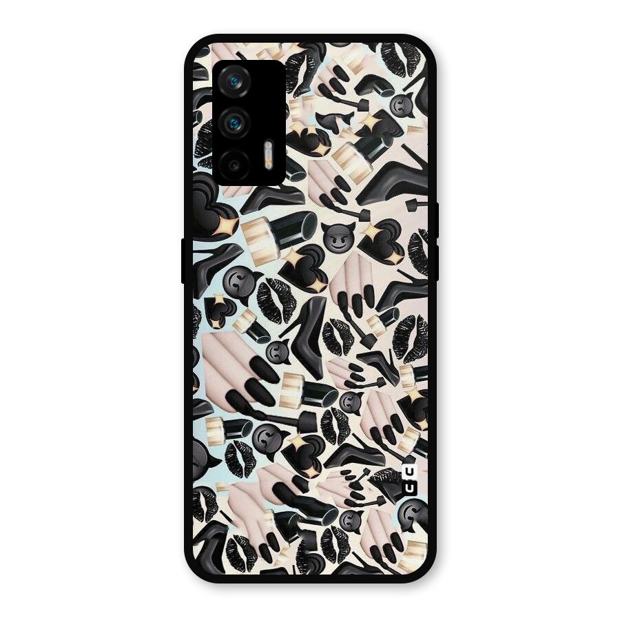 All Black Love Metal Back Case for Realme X7 Max