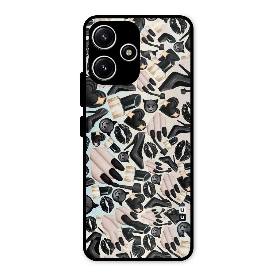 All Black Love Metal Back Case for Redmi 12 5G