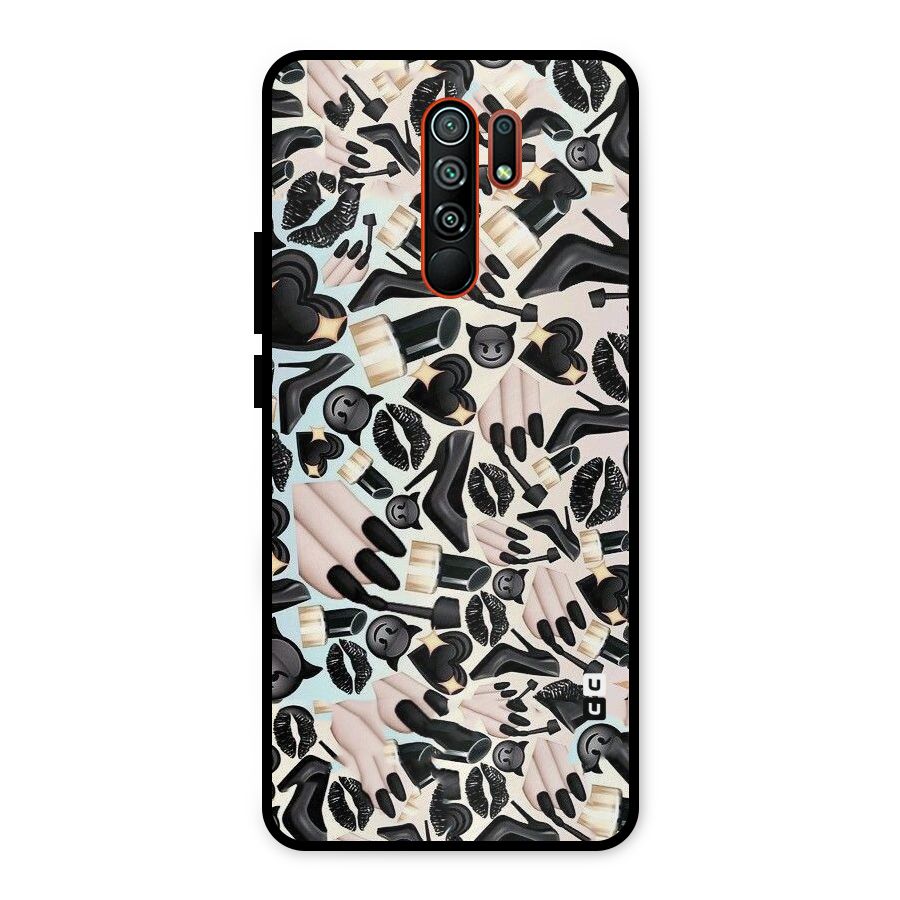 All Black Love Metal Back Case for Redmi 9 Prime