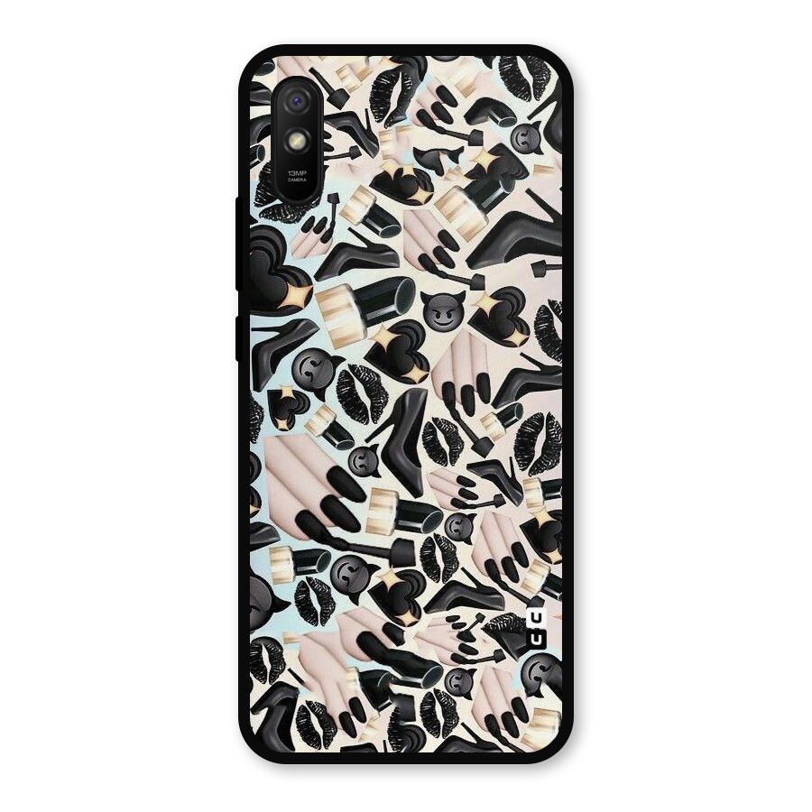 All Black Love Metal Back Case for Redmi 9i