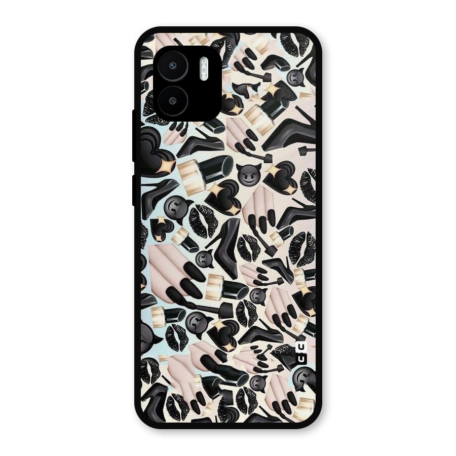 All Black Love Metal Back Case for Redmi A2