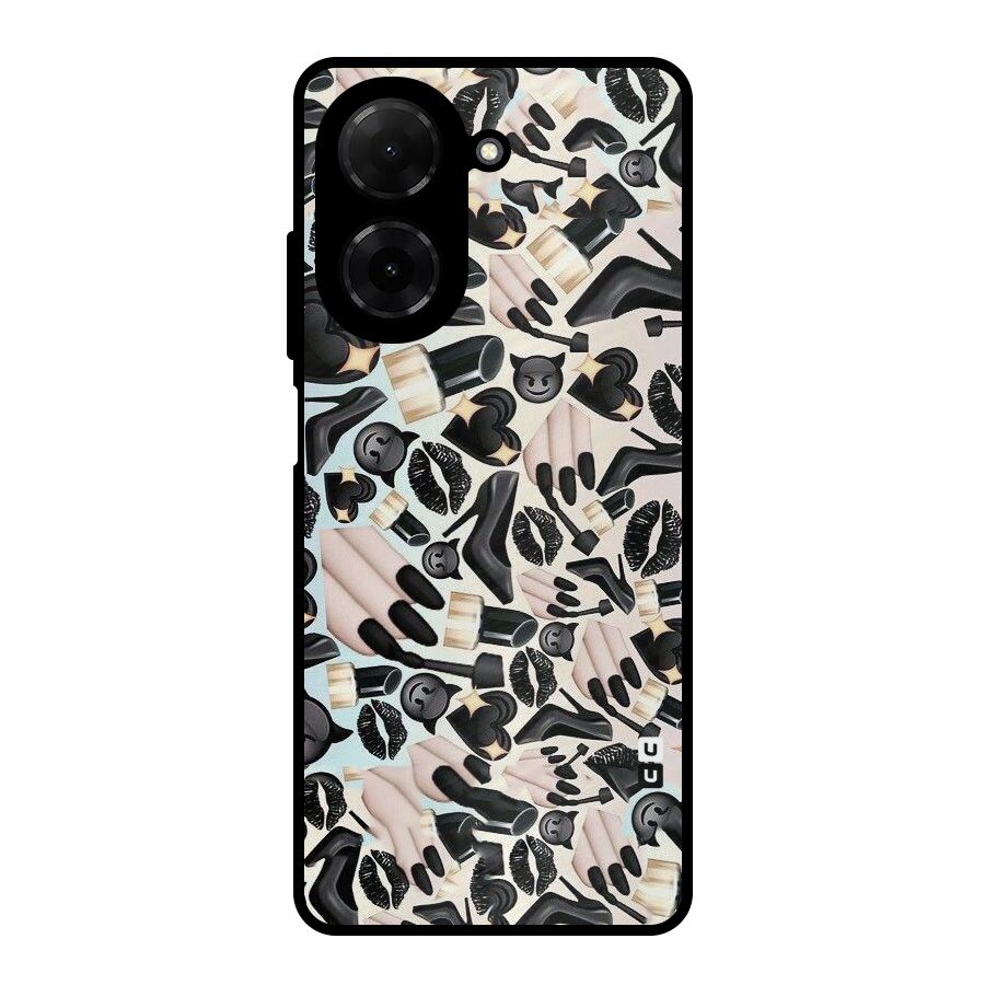 All Black Love Metal Back Case for Redmi A5 4G