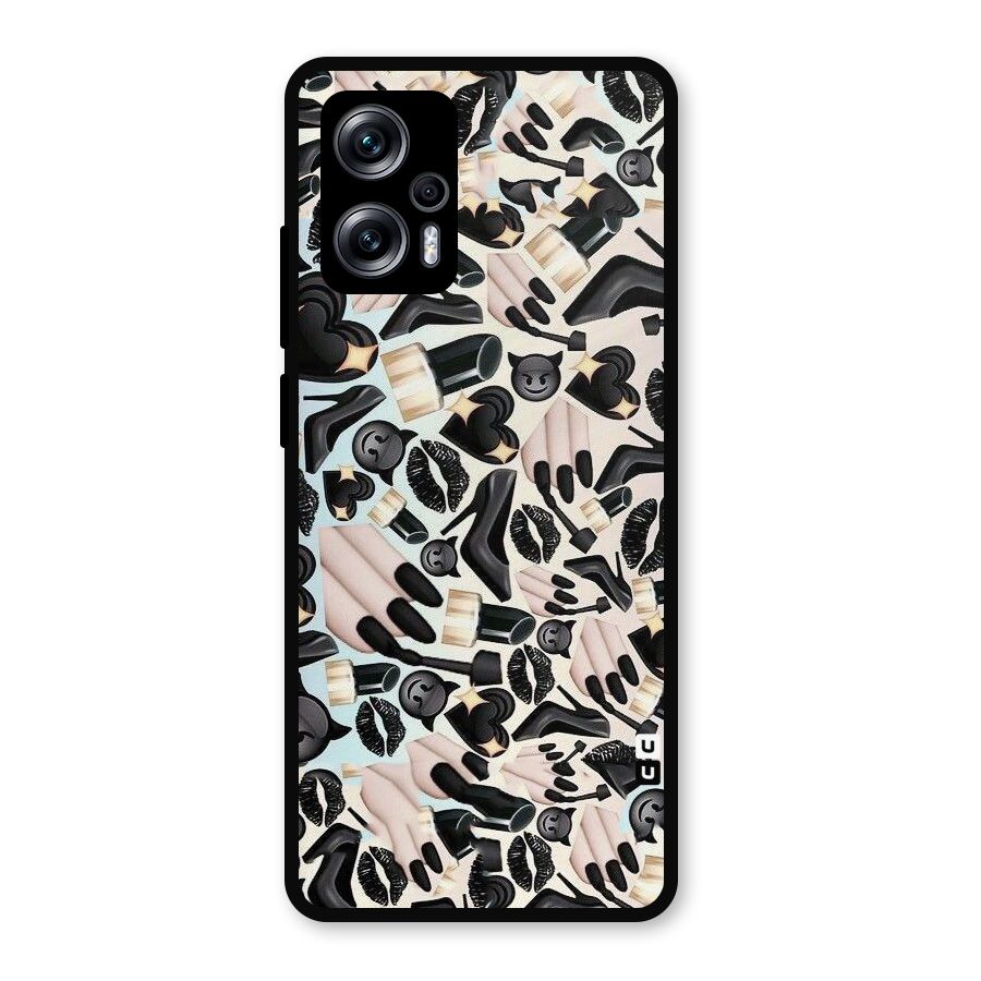 All Black Love Metal Back Case for Redmi K50i