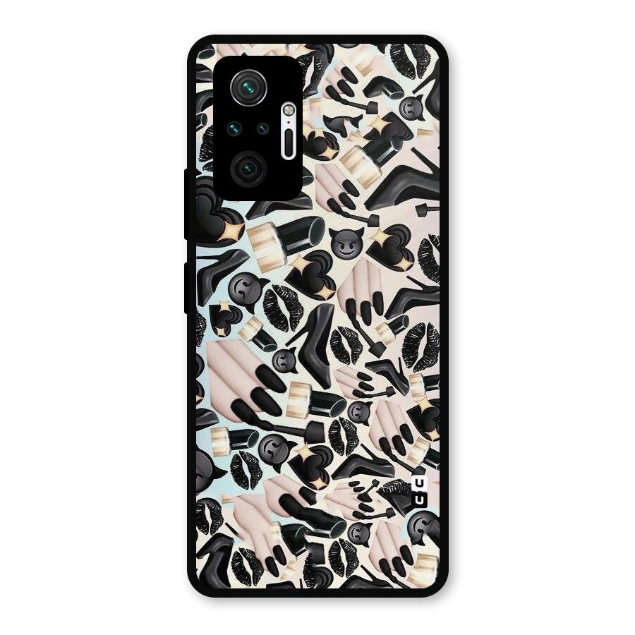 All Black Love Metal Back Case for Redmi Note 10 Pro