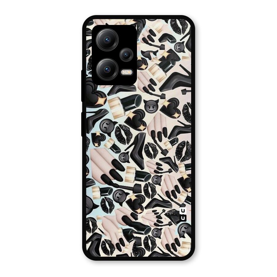 All Black Love Metal Back Case for Redmi Note 12 5G