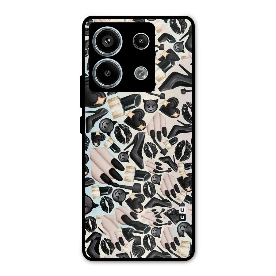 All Black Love Metal Back Case for Redmi Note 13 Pro 5G