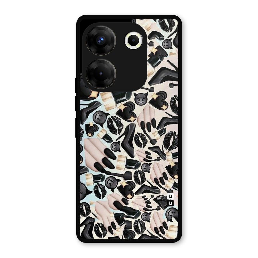 All Black Love Metal Back Case for Tecno Camon 20