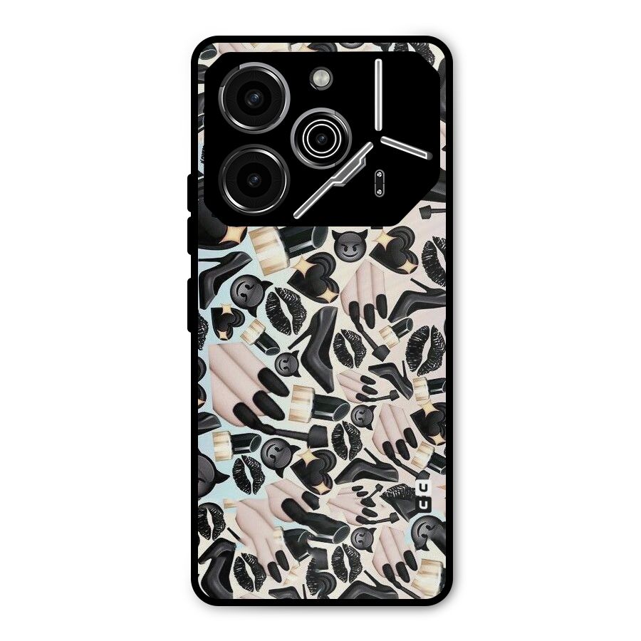All Black Love Metal Back Case for Tecno Pova 6 Pro