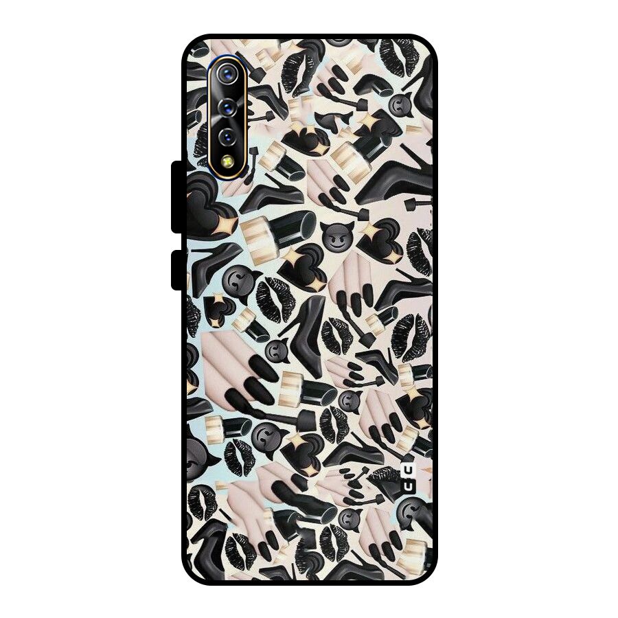 All Black Love Metal Back Case for Vivo S1