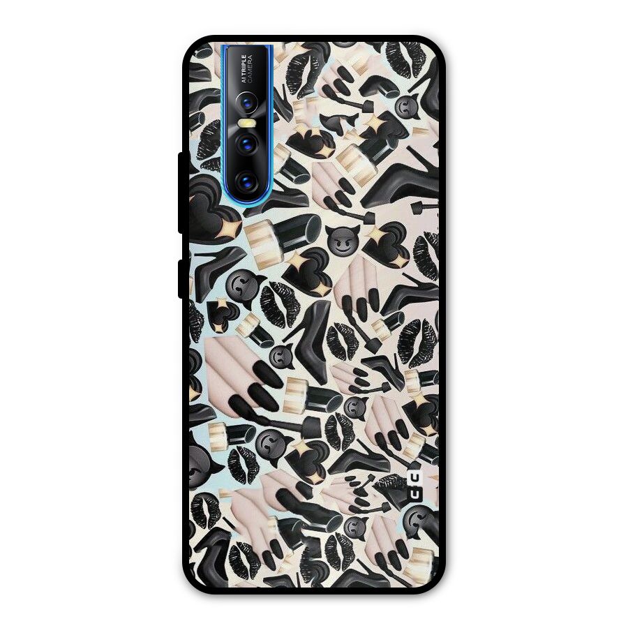 All Black Love Metal Back Case for Vivo V15 Pro