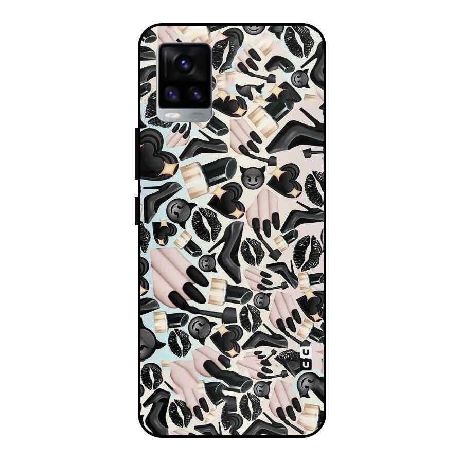 All Black Love Metal Back Case for Vivo V20 2021