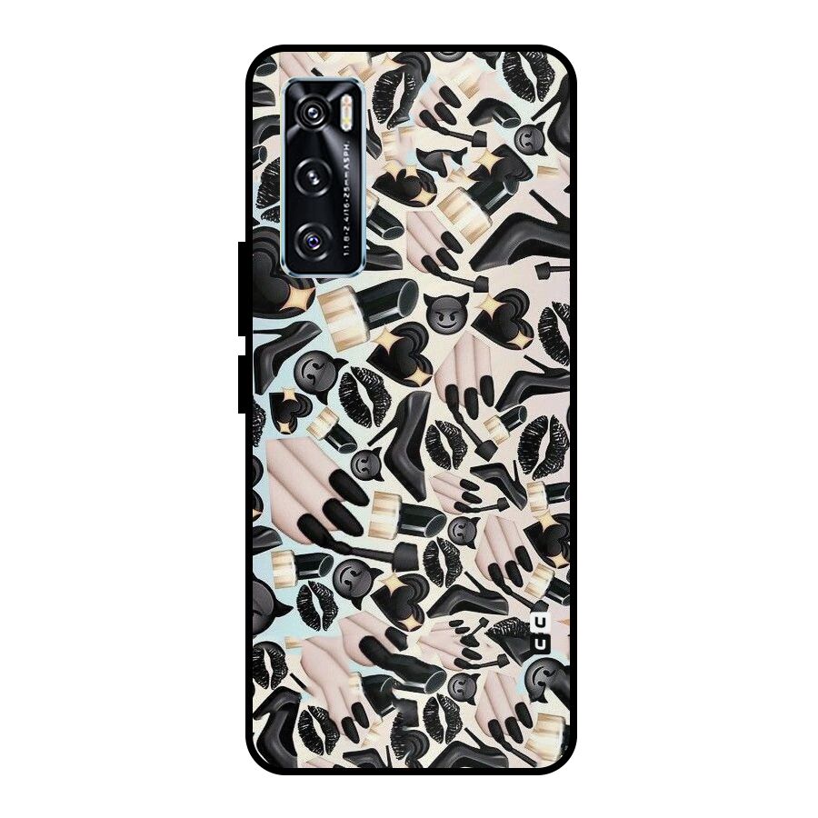 All Black Love Metal Back Case for Vivo V20 SE