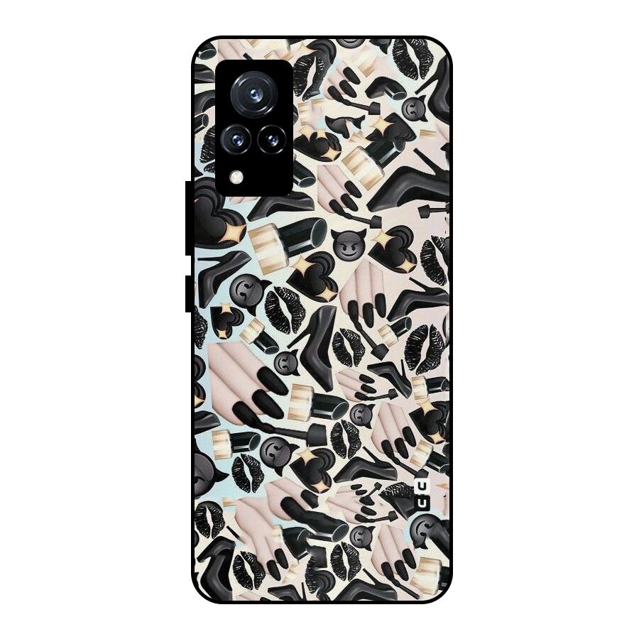 All Black Love Metal Back Case for Vivo V21 5G
