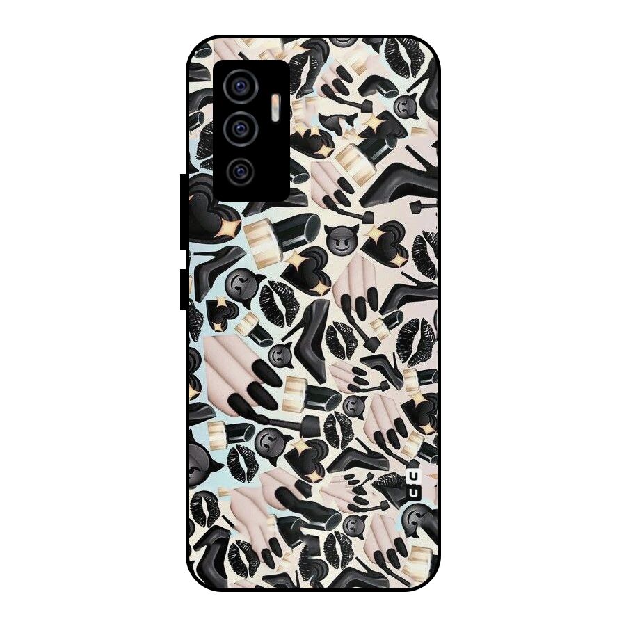 All Black Love Metal Back Case for Vivo V23e