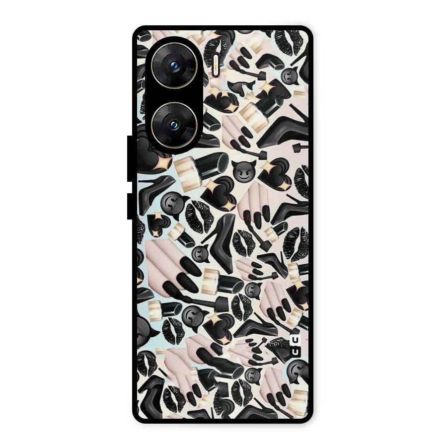 All Black Love Metal Back Case for Vivo V29e