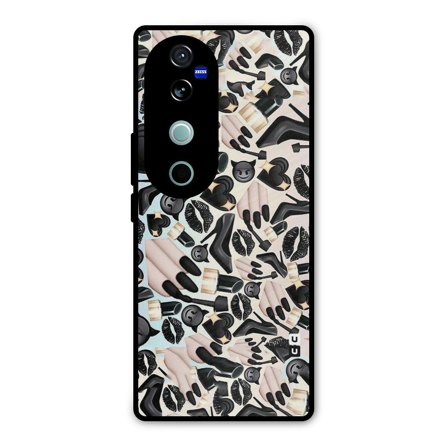 All Black Love Metal Back Case for Vivo V40
