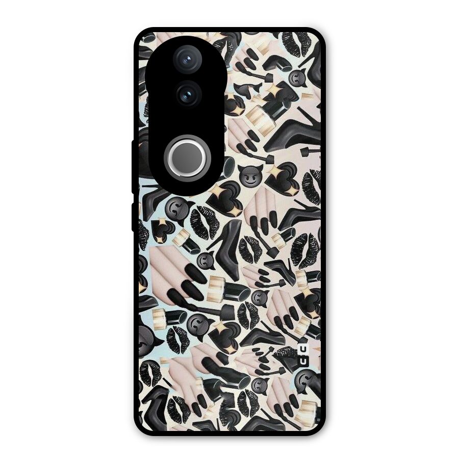 All Black Love Metal Back Case for Vivo V50e