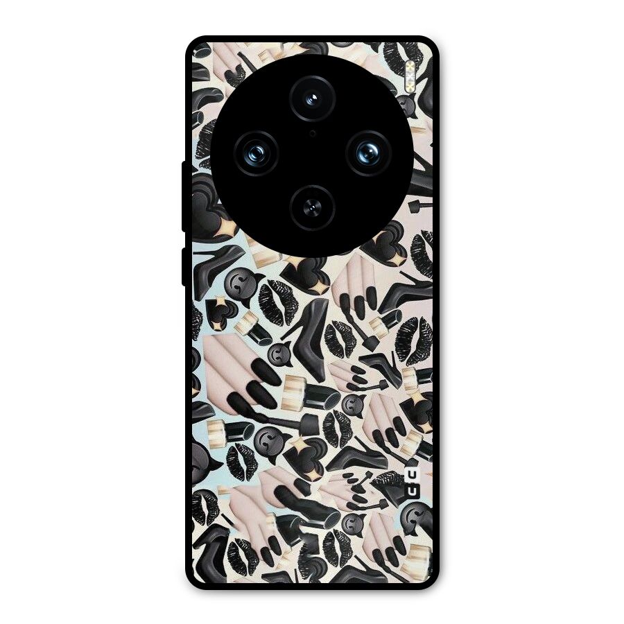 All Black Love Metal Back Case for Vivo X100 Pro