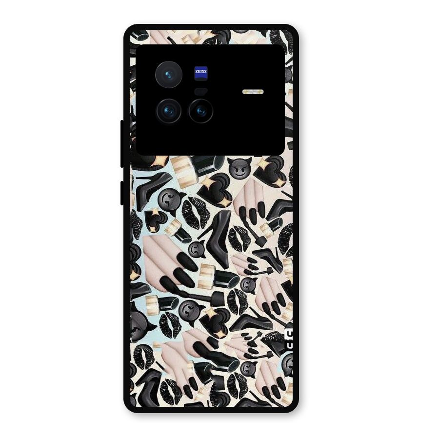 All Black Love Metal Back Case for Vivo X80