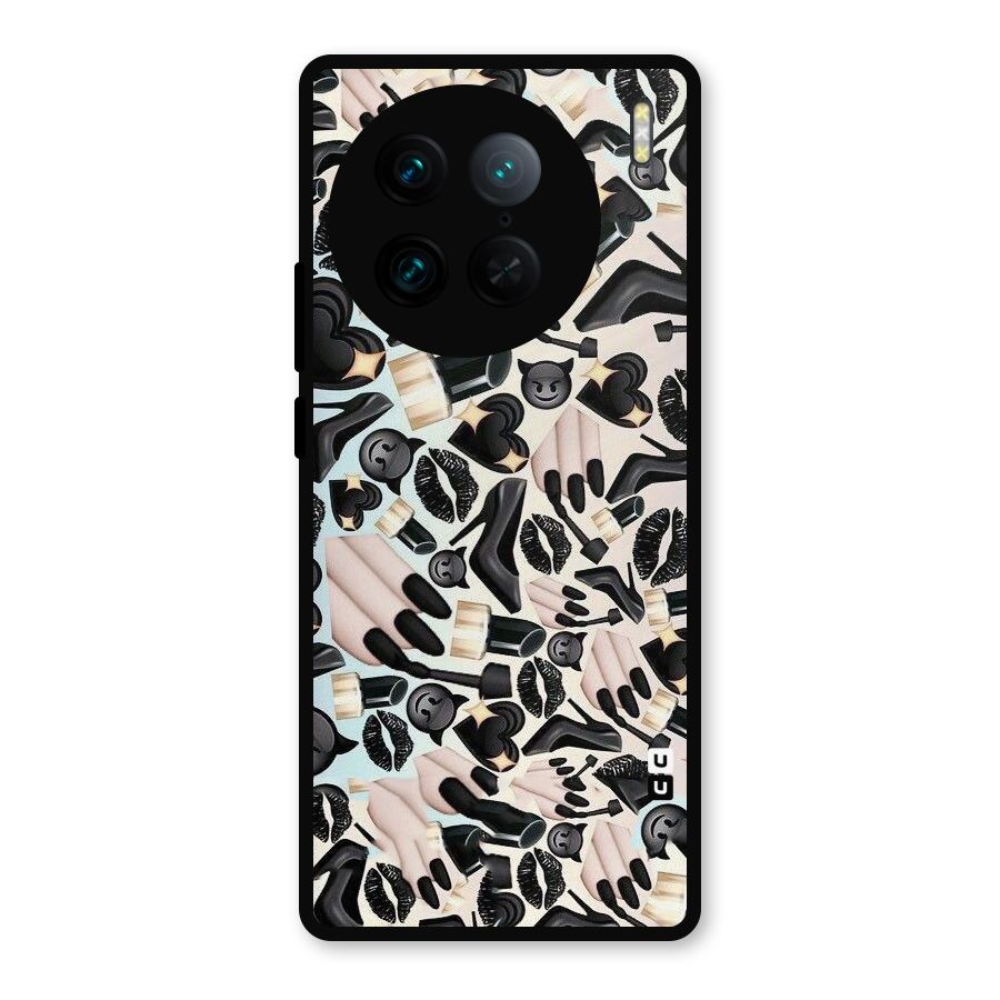 All Black Love Metal Back Case for Vivo X90 Pro