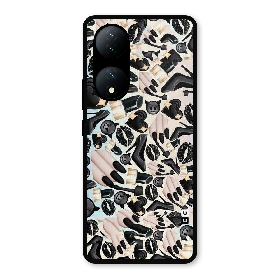 All Black Love Metal Back Case for Vivo Y100a