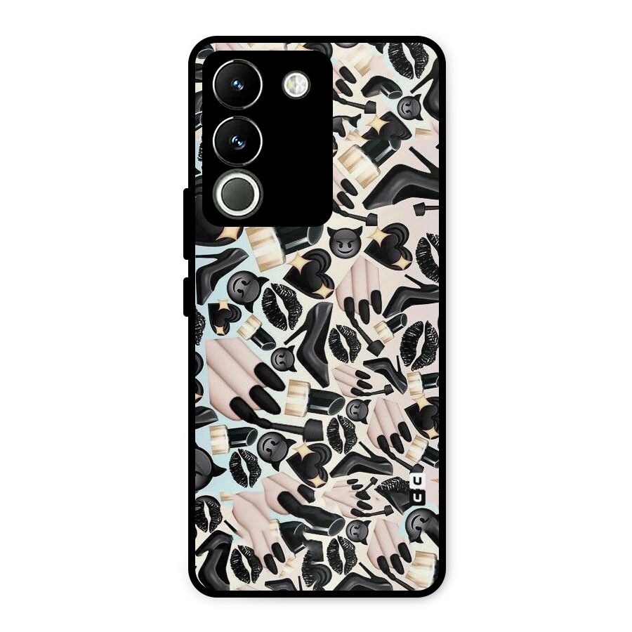 All Black Love Metal Back Case for Vivo Y200