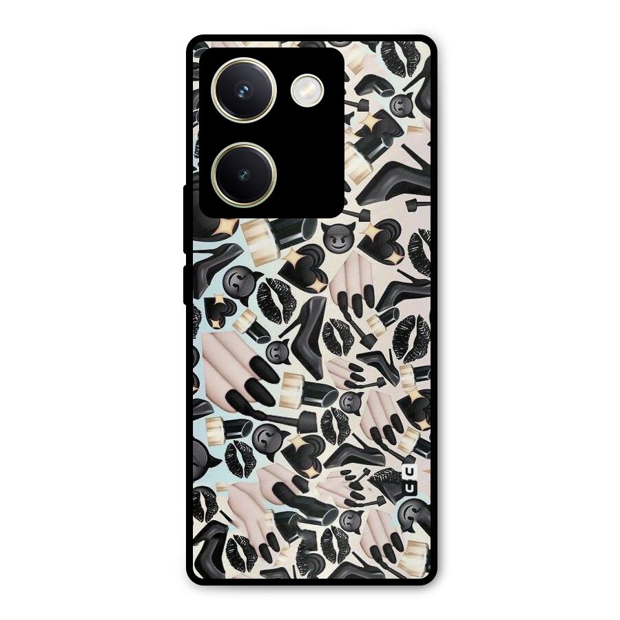 All Black Love Metal Back Case for Vivo Y200 Pro