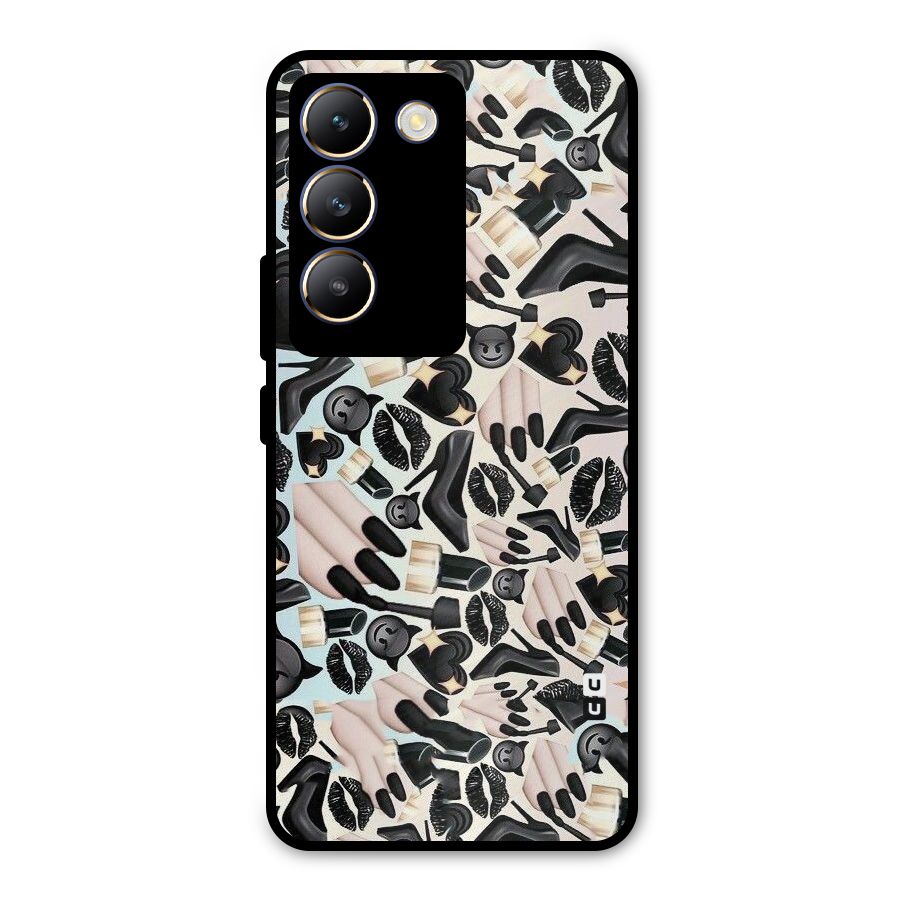 All Black Love Metal Back Case for Vivo Y200e