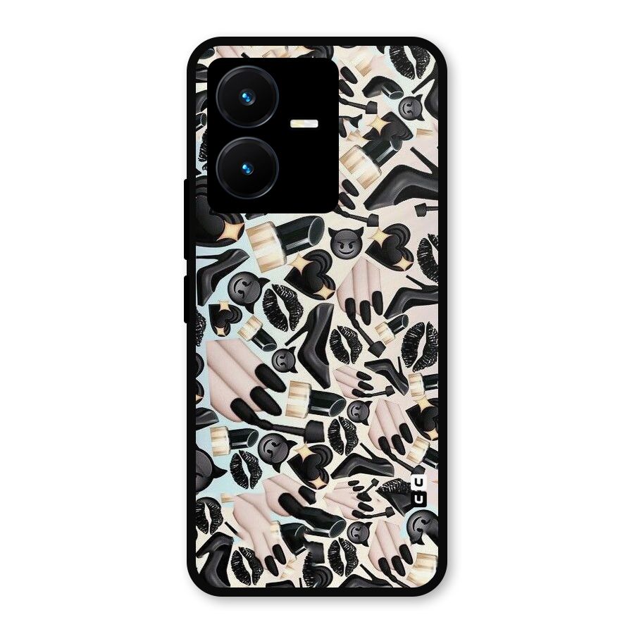 All Black Love Metal Back Case for Vivo Y22