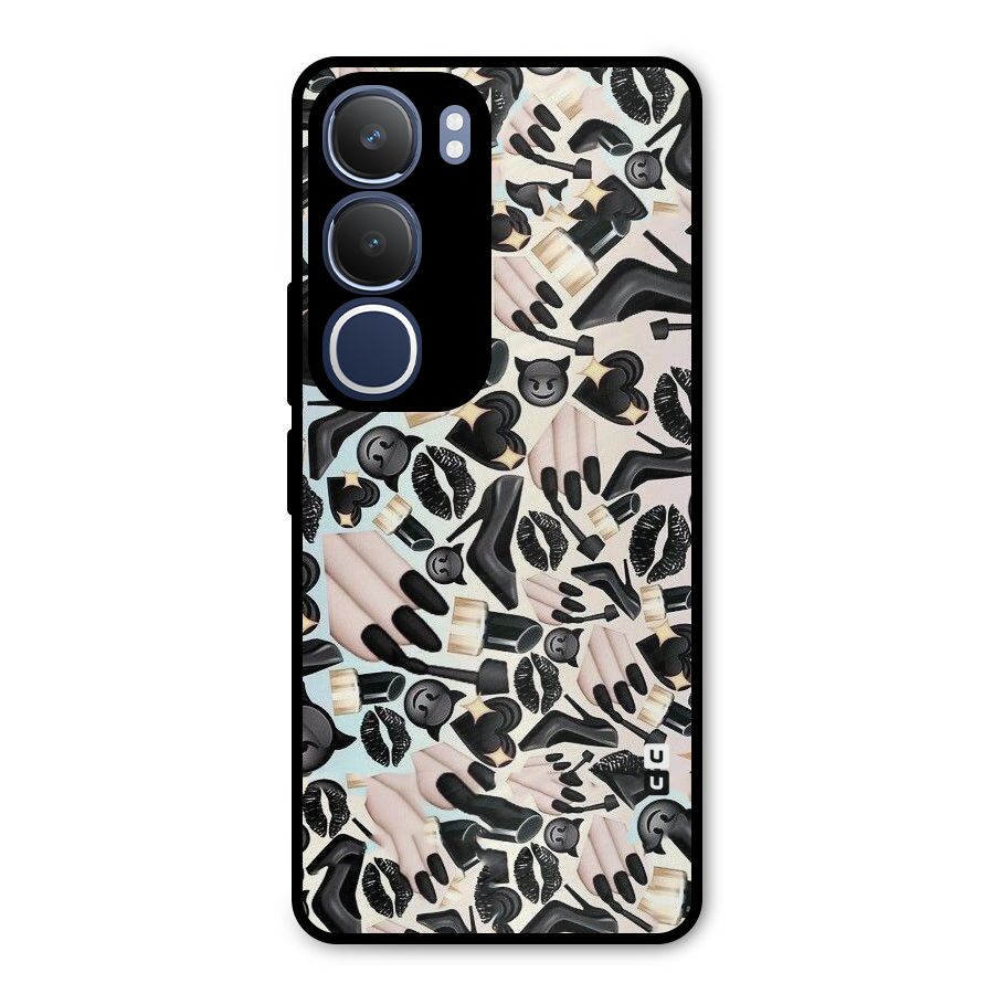 All Black Love Metal Back Case for Vivo Y29