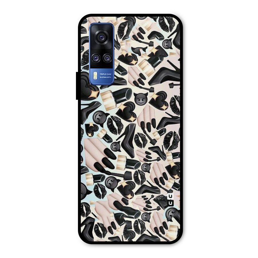 All Black Love Metal Back Case for Vivo Y31