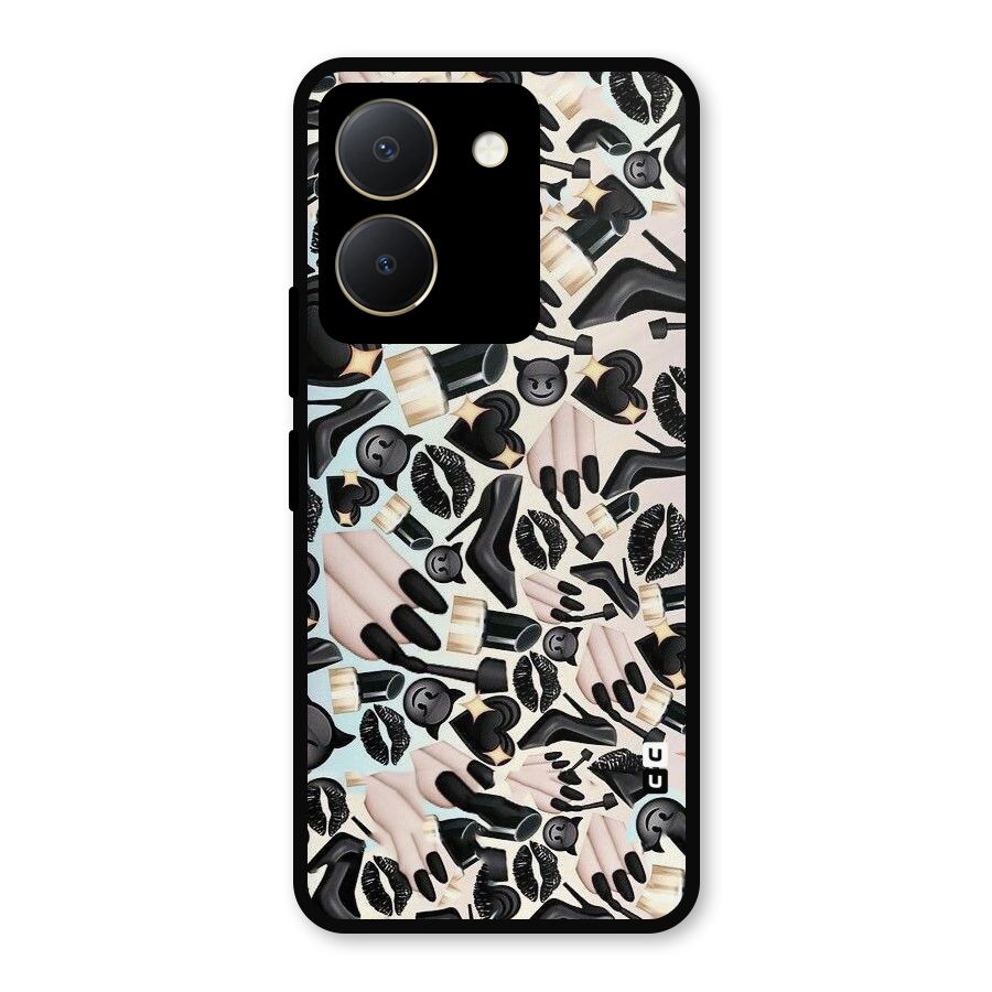 All Black Love Metal Back Case for Vivo Y36