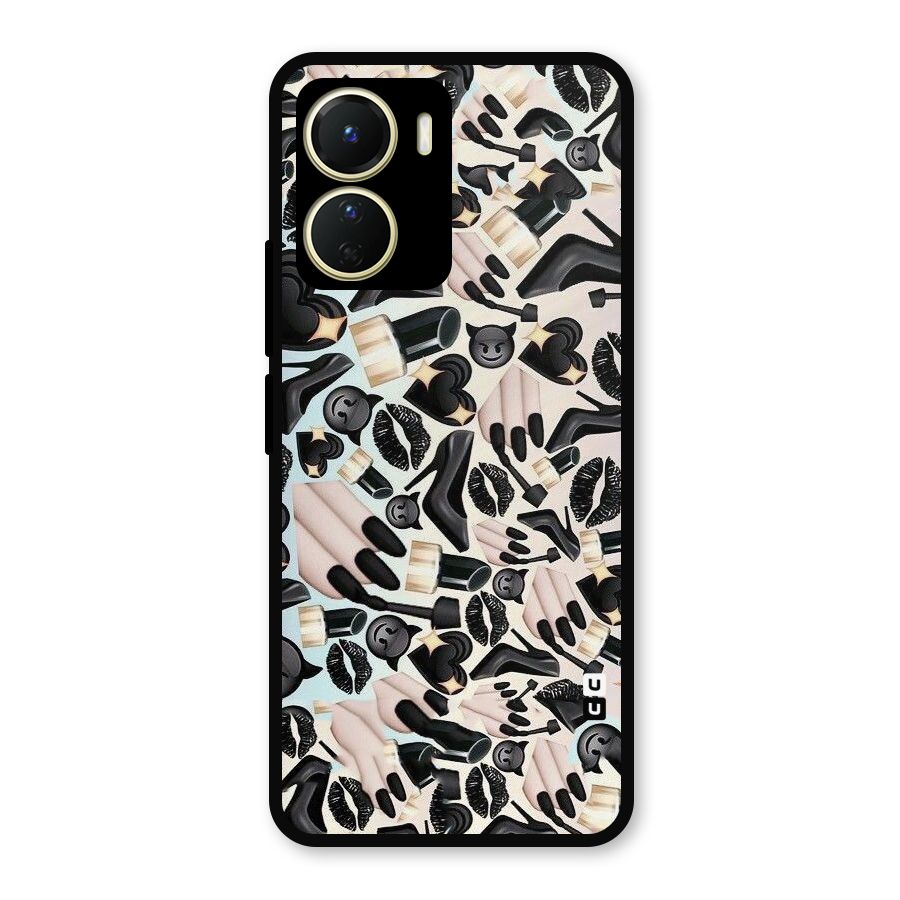 All Black Love Metal Back Case for Vivo Y56