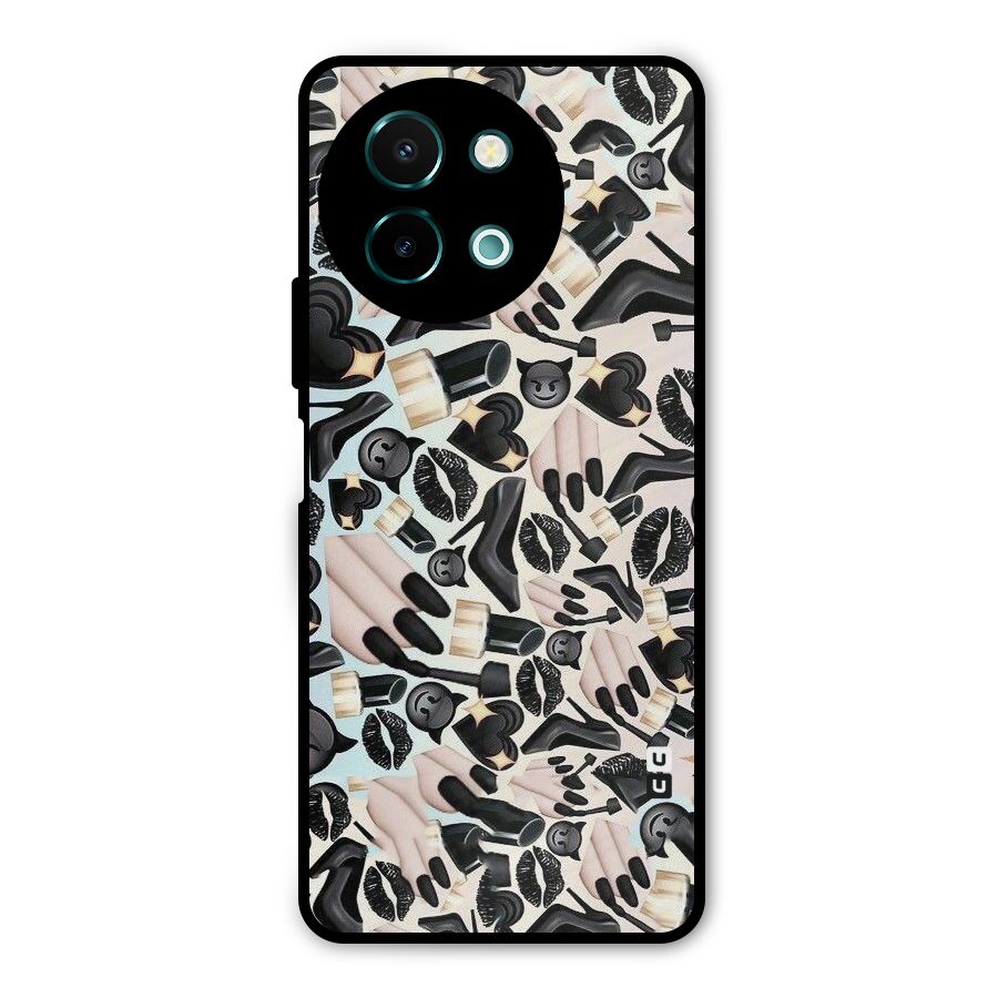 All Black Love Metal Back Case for Vivo Y58