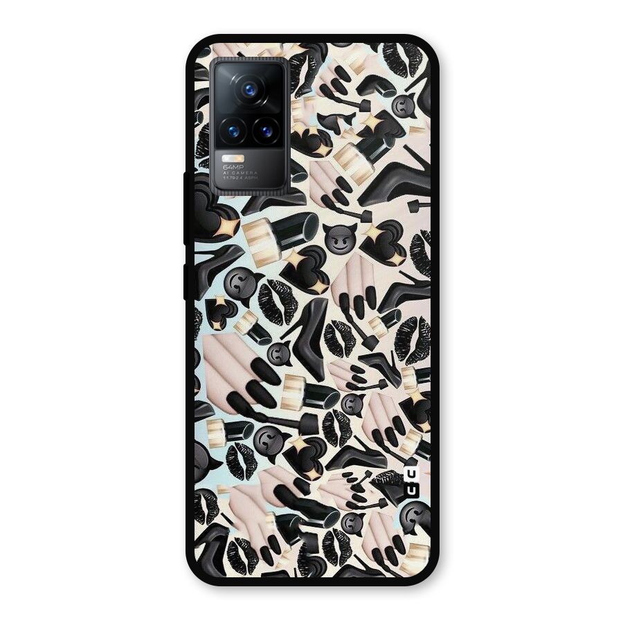 All Black Love Metal Back Case for Vivo Y73