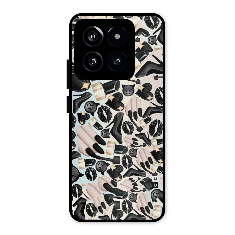 All Black Love Metal Back Case for Xiaomi 14