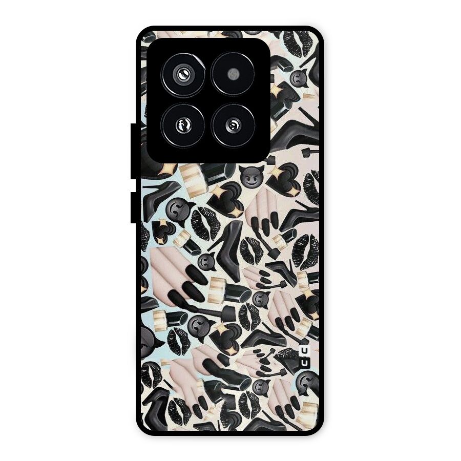 All Black Love Metal Back Case for Xiaomi 14 Pro