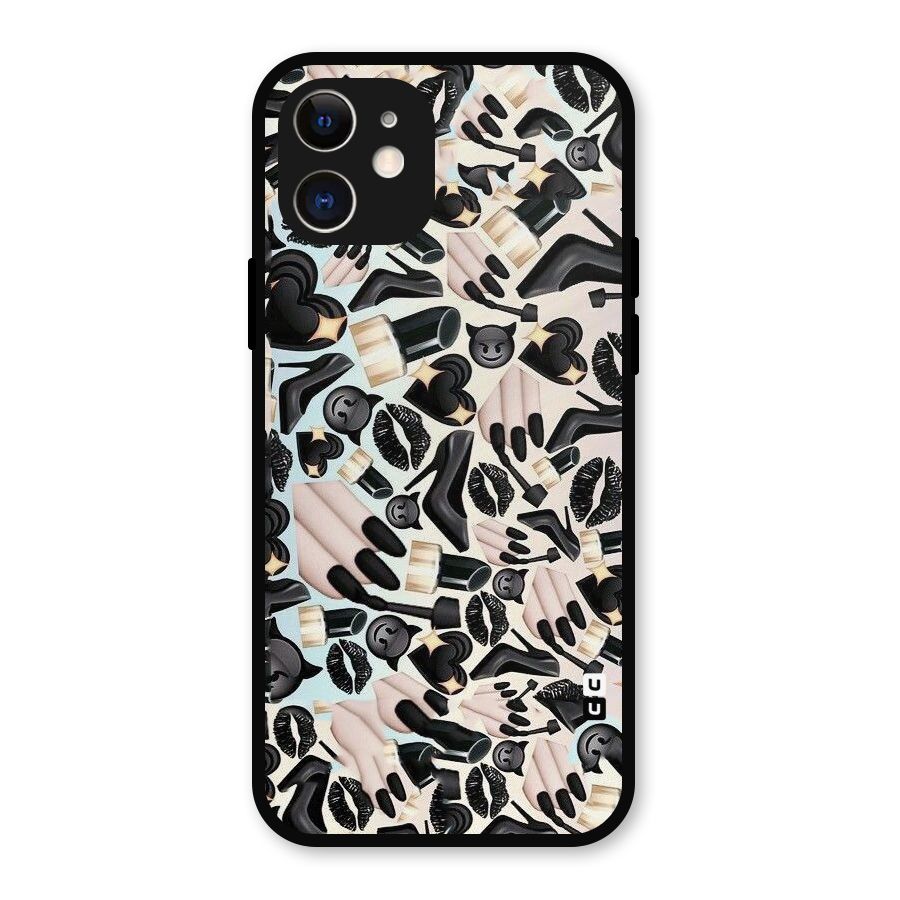 All Black Love Metal Back Case for iPhone 12