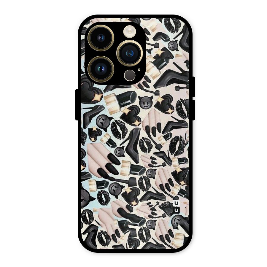 All Black Love Metal Back Case for iPhone 14 Pro