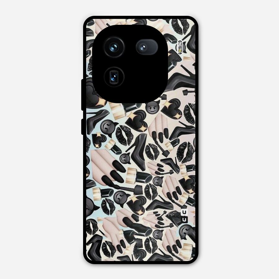 All Black Love Metal Back Case for iQOO 12