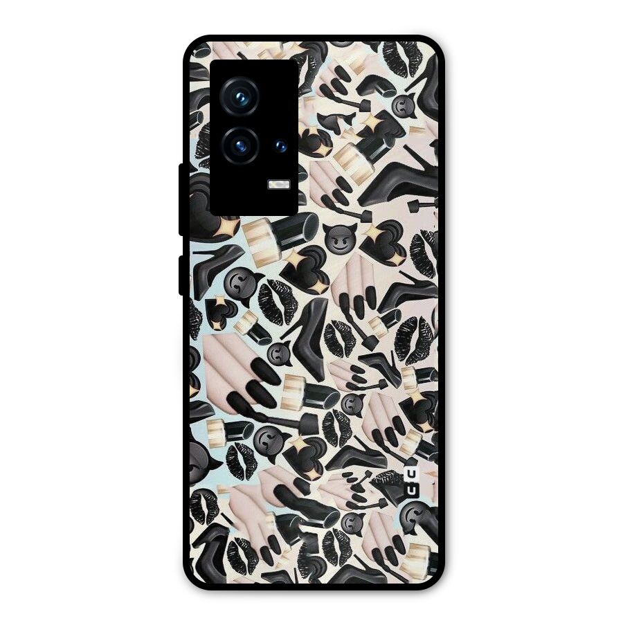 All Black Love Metal Back Case for iQOO 9 5G