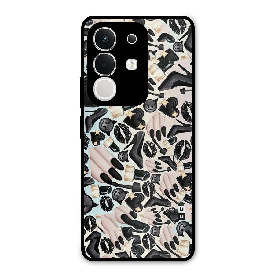 All Black Love Metal Back Case for iQOO Z10x