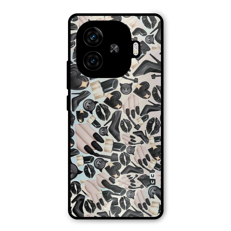 All Black Love Metal Back Case for iQOO Z9 Turbo