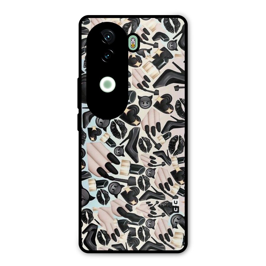 All Black Love Metal Back Case for iQOO Z9s