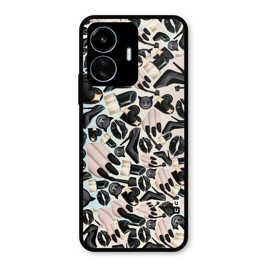 All Black Love Metal Back Case for vivo iQOO Z6 Lite 5G