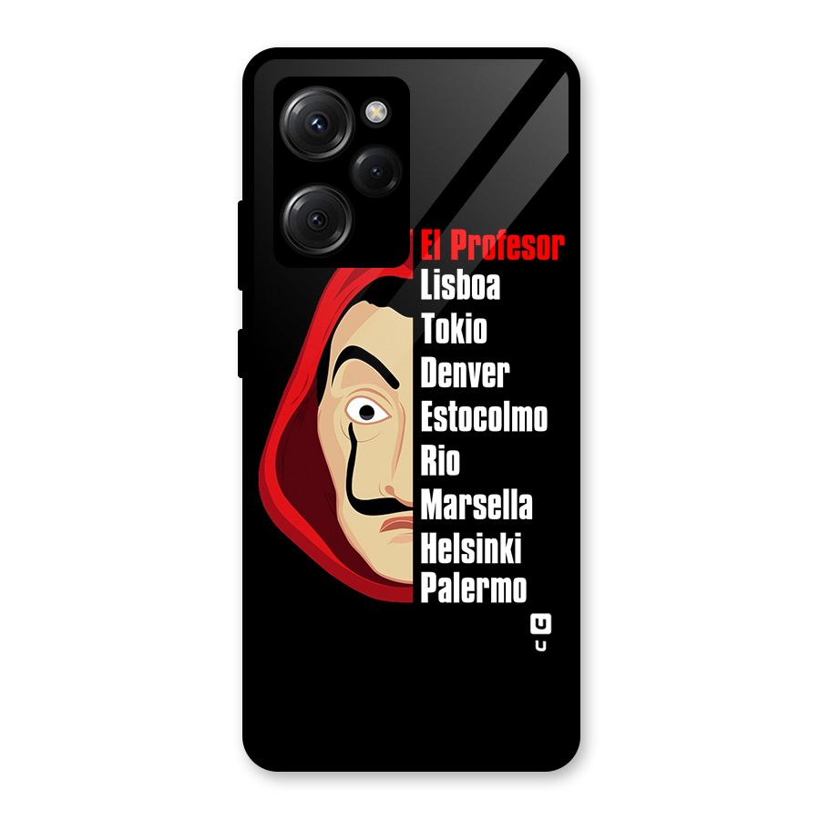 All Members Money Heist Glass Back Case for Poco X5 Pro